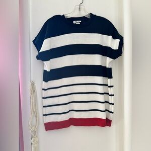 Piroli Vintage 70’s Black and White + Red Striped Sweater MADE IN USA Nautical